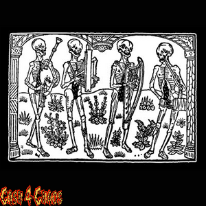 Wood Burning skeleton band Screened Canvas Back Patch