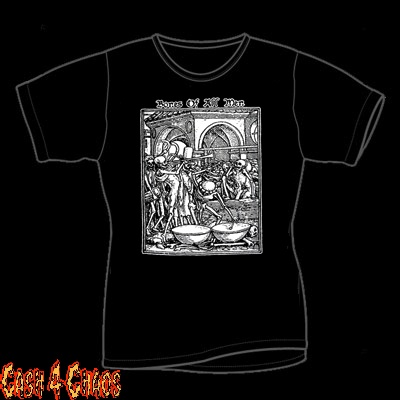 Wood Burning Bones of All Men Design Baby Doll Tee