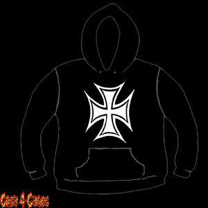 Iron Cross Biker Classic Design Screen Printed Pullover Hoodie