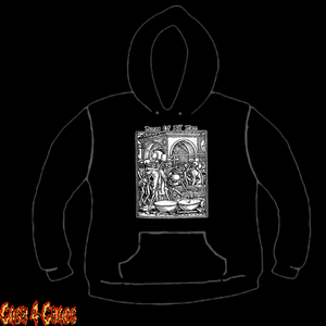 Wood Burning Bones of All Men Design Screen Printed Pullover Hoodie