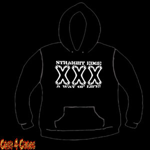 Straight Edge "A way of Life" (XXX) Design Screen Printed Pullover Hoodie